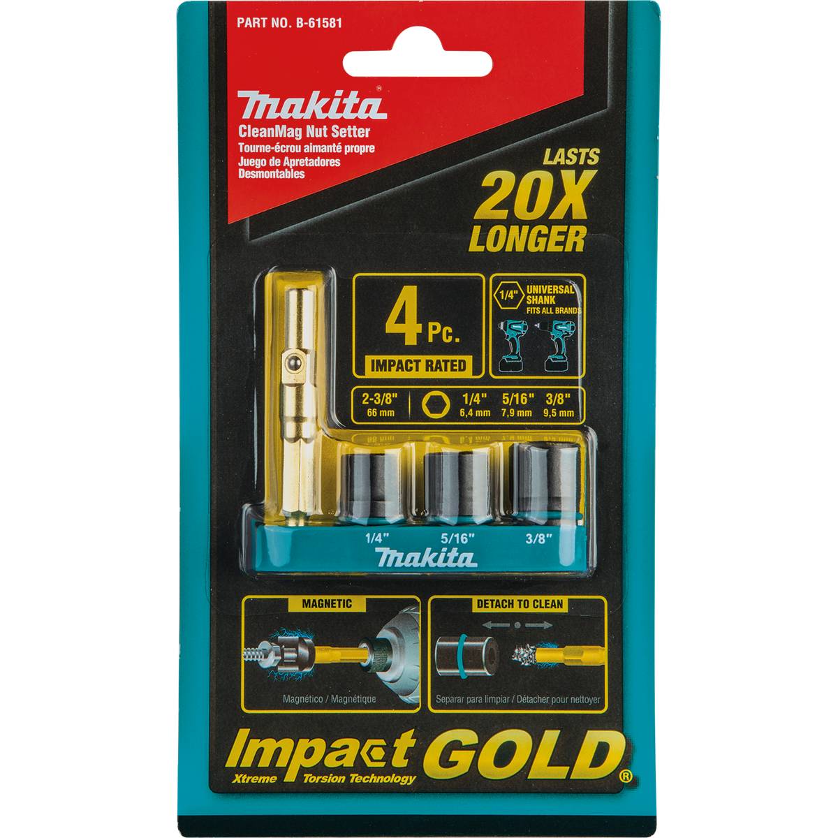 Makita B-61581 Impact GOLD® 4 Pc. Detachable Nutsetter – Brand New Tools