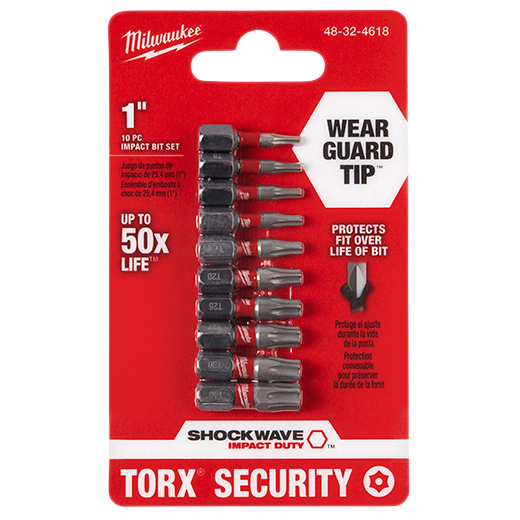 Milwaukee 48-32-4618 SHOCKWAVE™ Torx® Security Insert Bit Set - 10PC
