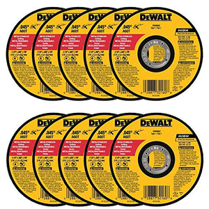 DEWALT - DW8062 - 10,PK DW8062 4-1/2"x.045"x7/8" Metal Angle Grinder Thin Cutoff Wheel, 10 Pack, (Model: DW8062-10,PK)