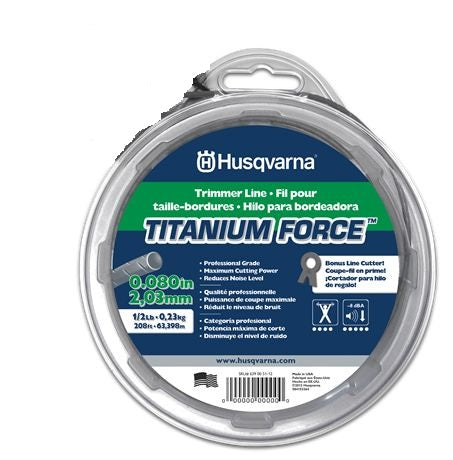 Husqvarna string trimmer line .080-Inch 208ft spool Titanium Force High efficiency Long life Faster acceleration