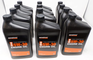 Generac Full Synthetic Motor Oil 5W-30 SN Quart Bottle Part# 0J5140 (qt) 12-Pack