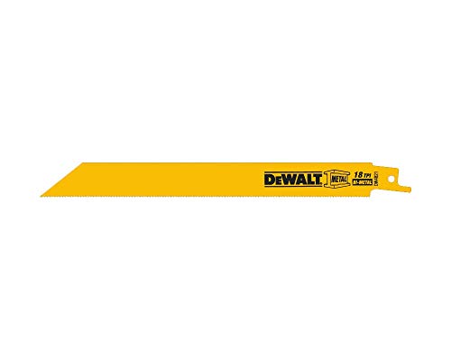 DEWALT Reciprocating Saw Blades, Straight Back, Bi-Metal, 8-Inch, 18 TPI, 5-Pack (DW4821)