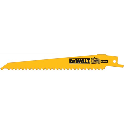 DEWALT DW4802B  6-Inch 6-TPI Taper Back Bi-Metal Reciprocating Saw Blade for General Purpose Wood Cutting, 100-Pack