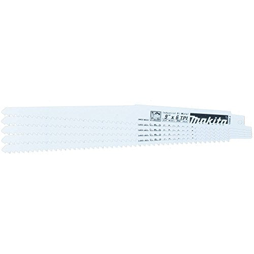 Makita 723055-A-5 9-Inch 6-TPI Wood Cutting Reciprocating Saw Blades, Pack of 5
