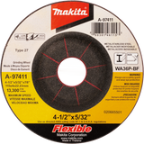 Makita A-97411-25 4-1/2" x 5/32" x 7/8" INOX Flex Grinding Wheel, 36 Grit, 25 pack