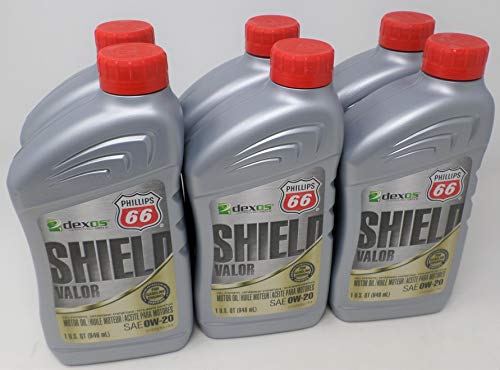 Phillips 66 0W20 Shield Valor Full Synthetic Oil Quart 1079040 (Pack of 6)