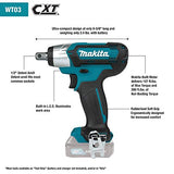 Makita WT03Z 12V max CXT Lithium-Ion Cordless 1/2" Sq. Drive Impact Wrench, Tool Only