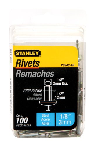 Stanley PSS48-1B 1/8 Inch X 1/2 Inch Steel Rivets,Pack of 100(Pack of 100)