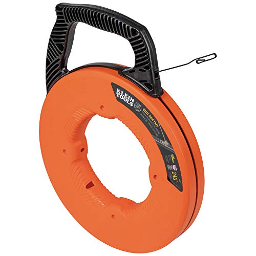 Klein Tools 56334 Fish Tape, Steel Wire Puller with Double Loop Tip, Optimized Housing and Handle, For Heavy Duty Wire Pulls