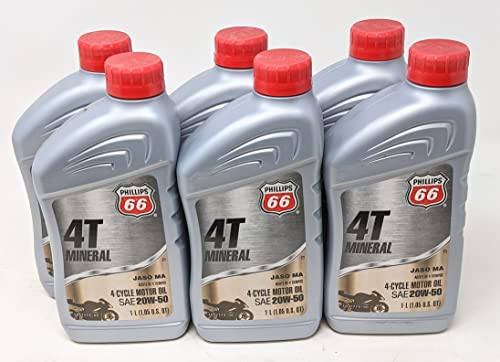 Phillips 66 4T (6-Pack) SAE20W-50 4-Cycle Engine Oil Quart for ATV and Motorcycles