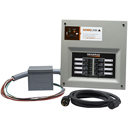 Generac 6853 Home Link Upgradeable 30 Amp Transfer Switch Kit with 10' Cord and Resin Power Inlet Box