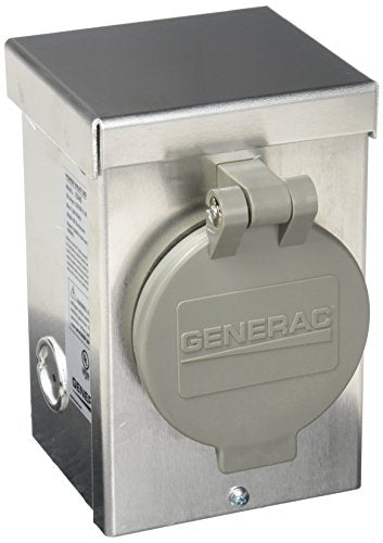 Generac 6346 30-Amp 125/250V Aluminum Power Inlet Box with Spring-Loaded Flip Lid