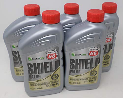 Phillips 66 0W20 Shield Valor Full Synthetic Oil Quart 1079040 (Pack of 5)
