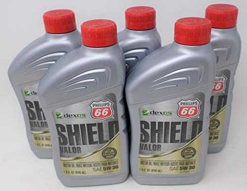 Phillips 66 5W30 Shield Valor Full Synthetic Oil Quart 1077378 (Pack of 5)