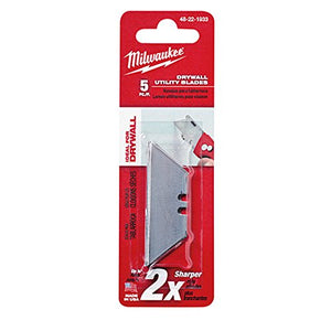 Milwaukee 48-22-1933 5-Pack of Deburred Micro Carbide Drywall Utility Knife Blades for Folding Lockback and Sliding Knives