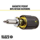 Klein Tools 32308 Multi-bit Stubby Screwdriver, Impact Rated 8-in-1 Adjustable Magnetic Tool with Phillips, Slotted, Square and Nut Driver