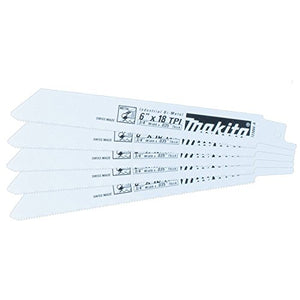 Makita 723066-A5 6" 18 Teeth Per Inch Bi-metal Reciprocating Saw Blade (5 Pack)