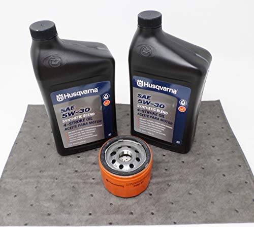 Husqvarna Oil Change Kit w/Oil pad and 5W-30 Synthetic Blend Oil for Briggs Engine