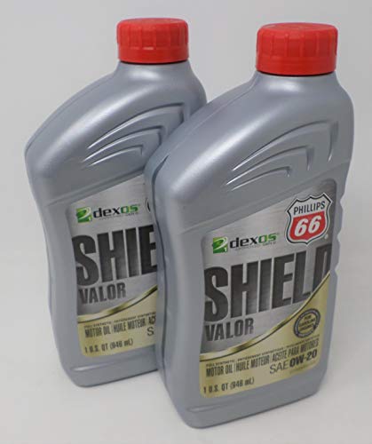 Phillips 66 0W20 Shield Valor Full Synthetic Oil Quart 1079040 (Pack of 2)