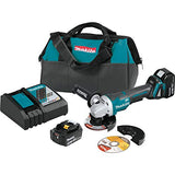 Makita XAG11T 18V LXT Lithium-Ion Brushless Cordless 4-1/2?/ 5" Paddle Switch Cut-Off/Angle Grinder Kit, with Electric Brake (5.0Ah)