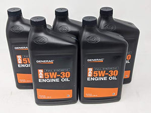 Generac 5-Pack Full Synthetic Motor Oil 5W-30 SN Quart Bottle Part# 0J5140