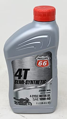 Phillips 66 4T Semi Synthetic SAE10W-40 4-Cycle Engine Oil Quart for ATV and Motorcycles