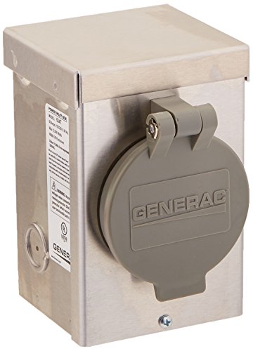 Generac 6347 50-Amp 125/250V Aluminum Power Inlet Box with Spring-Loaded Flip Lid