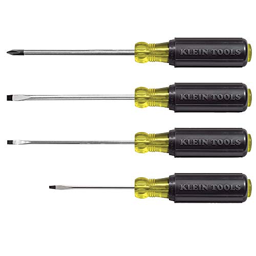 Klein Tools 85484 Screwdriver Set, Mini Slotted and Phillips Screwdrivers with Tip-Ident and Premium Chrome Plasted Shafts, 4-Piece
