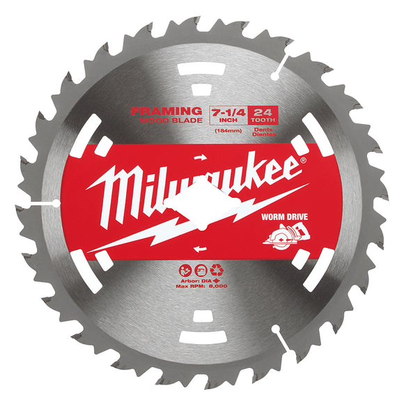 Milwaukee 48-41-0713 7-1/4 in. 24T Worm Drive Basic Framer Circular Saw Blade