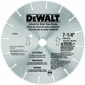 DEWALT DW3330 7-1/4-Inch Iron and Steel Cutting Segmented Saw Blade with 5/8-Inch and Diamond Knockout Arbor,Silver