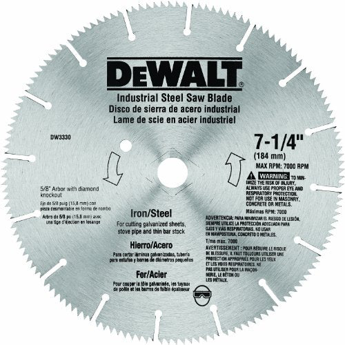 DEWALT DW3330 7-1/4-Inch Iron and Steel Cutting Segmented Saw Blade with 5/8-Inch and Diamond Knockout Arbor,Silver