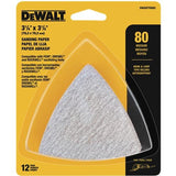 DEWALT DWASPTRI083 Hook and Loop Triangle 80 Grit Sandpaper, 12-Pack