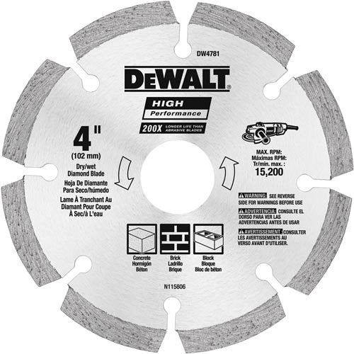 DEWALT DW4782 4-1/2-Inch HP Segmented Diamond Blade