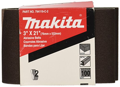Makita 742306-7 3-Inch x 21-Inch Abrasive Sanding Belt, 40Grit (10/Pk)