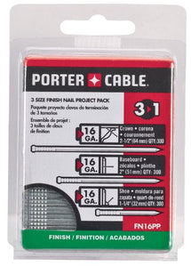 PORTER-CABLE Finish Nails, Finish Nail Project Pack, 2-Inch, 16GA, 900-Pack (FN16PP)