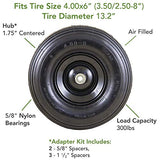 Marathon Easy Fit 13" Replacement Wheelbarrow Wheel with Adapter Kit, Black