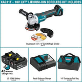 Makita XAG11T 18V LXT Lithium-Ion Brushless Cordless 4-1/2?/ 5" Paddle Switch Cut-Off/Angle Grinder Kit, with Electric Brake (5.0Ah)