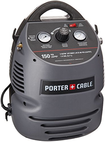 PORTER-CABLE Air Compressor Kit, 1.5 Gallon, Oil-Free, Fully Shrouded, Hand Carry, 25-Feet Hose (CMB15)