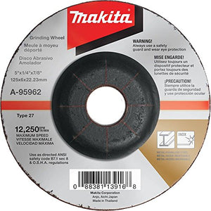 Makita A-95962 36 Grit INOX Grinding Wheel, 5" x 1/4" x 7/8"