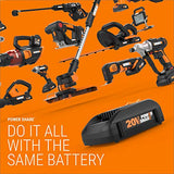 WORX WG547 20V (2.0Ah) Power Share Cordless Turbine Blower, 2-Speed, Battery and Charger Included, Black/Orange