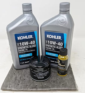 Kohler Oil Filter 12 050 01-S Change Kit w/Oil Pad 2 Quarts 10W-40 Oil and Fuel Treatment