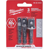 Milwaukee 48-32-5033 Power Drill Bit Extensions Shockwave Socket Adapter Set, 1/4"