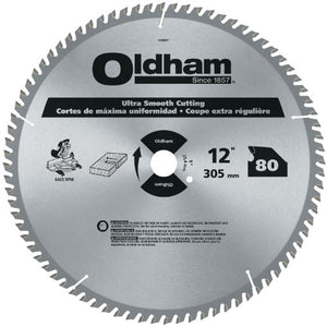 Oldham 12080TP All Purpose 12-Inch 80 Tooth ATB Trim and Finishing Saw Blade with 1-Inch Arbor