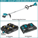 Makita XRU15PT1 Lithium-Ion Brushless Cordless (5.0Ah) 18V X2 (36V) LXT String Trimmer Kit with 4 Batteries, Teal