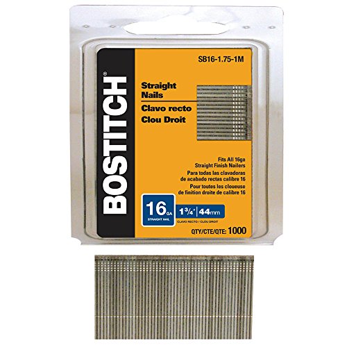 BOSTITCH Finish Nails, Bright , 1-3/4-Inch, 16GA, 1000-Per Box (SB16-1.75-1M)