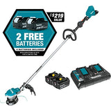 Makita XRU15PT1 Lithium-Ion Brushless Cordless (5.0Ah) 18V X2 (36V) LXT String Trimmer Kit with 4 Batteries, Teal