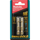 Makita B-60501 Impact Gold #2 Square Recess 2? Power Bit, 2/Pk