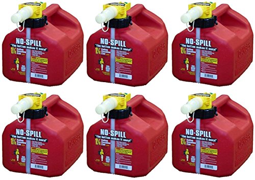 No-Spill 1415 1-1/4-Gallon Poly Gas Can (CARB Compliant) , 6 Pack