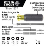 Klein Tools 32500MAG Magnetic Multi-Bit Screwdriver / Nut Driver, 11-in-1 Multi Tool with 8 Bits, 3 Nut Driver Sizes, Cushion Grip Handle