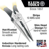 Klein Tools D203-8N Long Nose Side Cutting and Wire Stripping Pliers, Heavy Duty, 8-Inch
